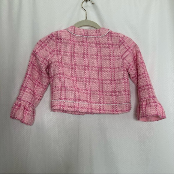 Janie and Jack pink tweed plaid girls jacket - Picture 5 of 6